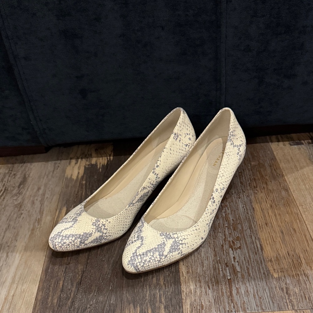Cole Haan Cream Snakeskin Wedges